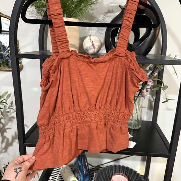 Marine Layer Orange Ruched Peplum Tank Top size small - Picture 5 of 5